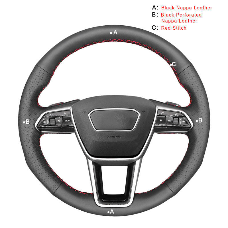 Auto Braid On The Steering Wheel Cover for Audi A6 (C8) Avant Allroad 2018-2019 A7 (K8) 2018-2019 S7 2019 Car Braiding Covers