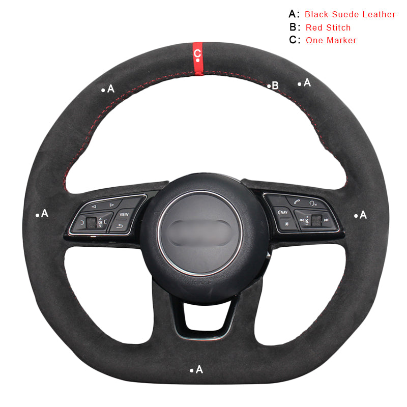 Car Steering Wheel Cover for Audi A3 (8V) A4 (B9) Avant A5 (F5) A1 (8X) Sportback Q2 2016-2019