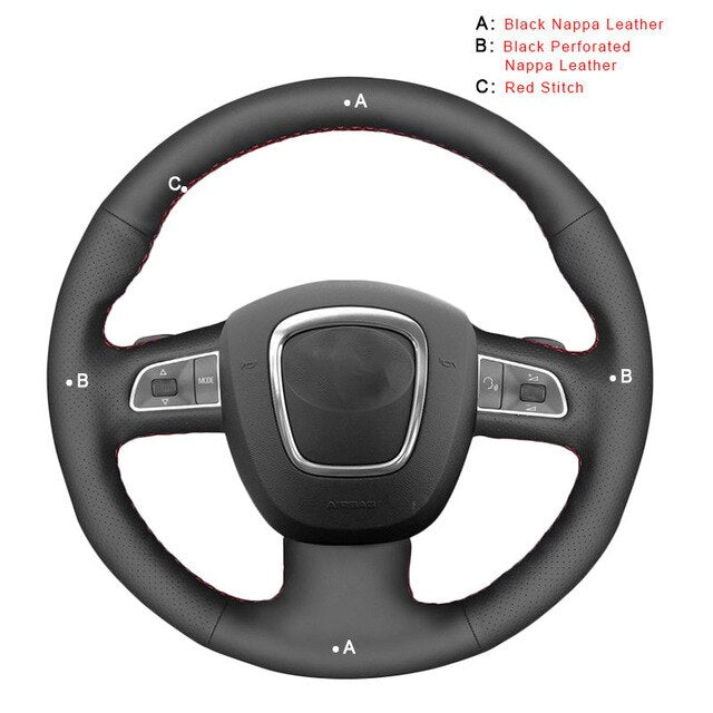 Car Steering Wheel Cover for Audi A3 8P Sportback A4 B8 Avant A5 8T A6 C6 A8 D3 Q5 8R Q7 4L