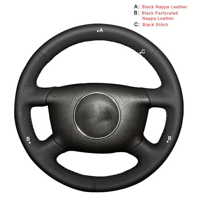 Car Steering Wheel Cover for Audi A2 (8Z) A3 (8L) Sprotback A4 (B5 B6) Avant A6 (C5) A8 (D2) S4
