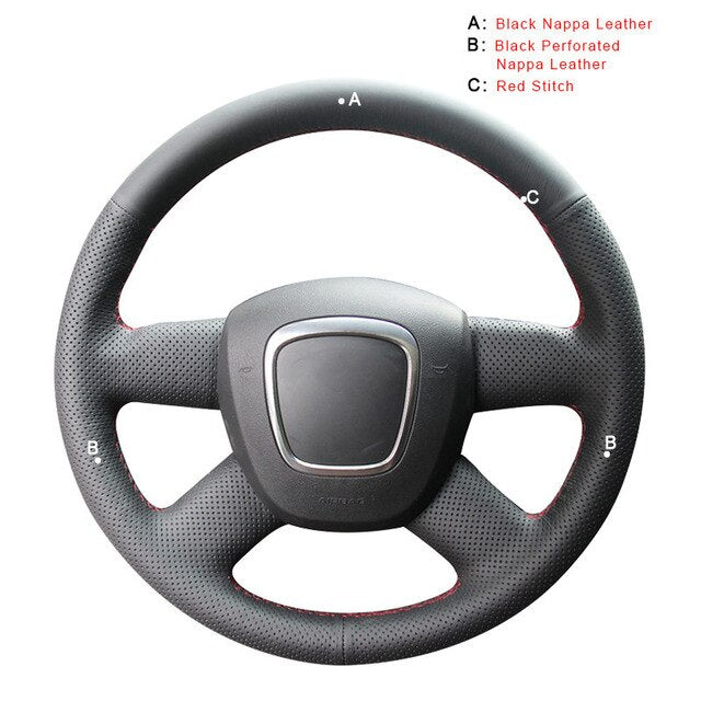 Car Steering Wheel Cover for Audi A3 (8P) Sportback A4 (B8) A4 (B7) A6 (C6)