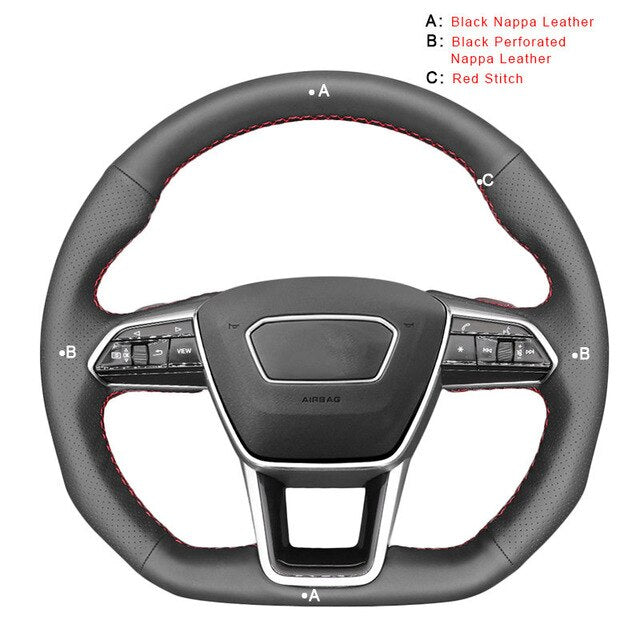 Auto Steering Wheel Cover for Audi A6 (C8) Avant Allroad 2018-2019 A7 (K8) 2018-2019 S6 S7 2019 Car Covers
