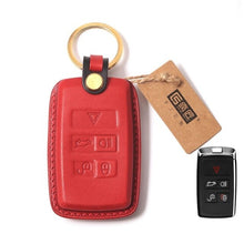 Load image into Gallery viewer, Handmade Leather Car Key Case for Land Rover Discovery Range Rover Sport Freelander Key Cover for Jaguar
