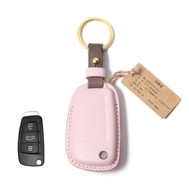 Handmade Leather Car Key Case for Audi A1 A3L Q3 A6 Q7 RS3 Key Cover Car-Styling