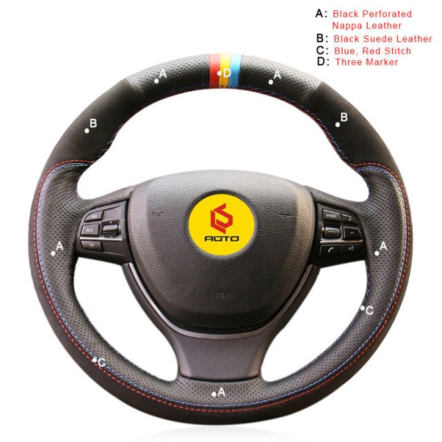 Auto Steering Wheel Cover for BMW F10 2014 520i 528i 2013 2014 730Li 740Li 750Li Interior Car Steering Wheel Cover