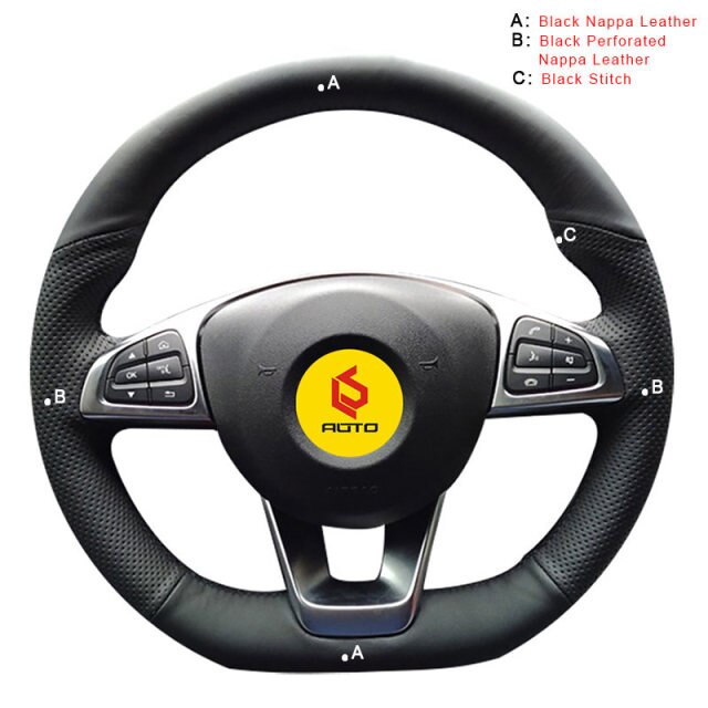 Car Steering Wheel Cover for Mercedes Benz C200 C250 C300 B250 B260 A200 A250 Sport CLA220