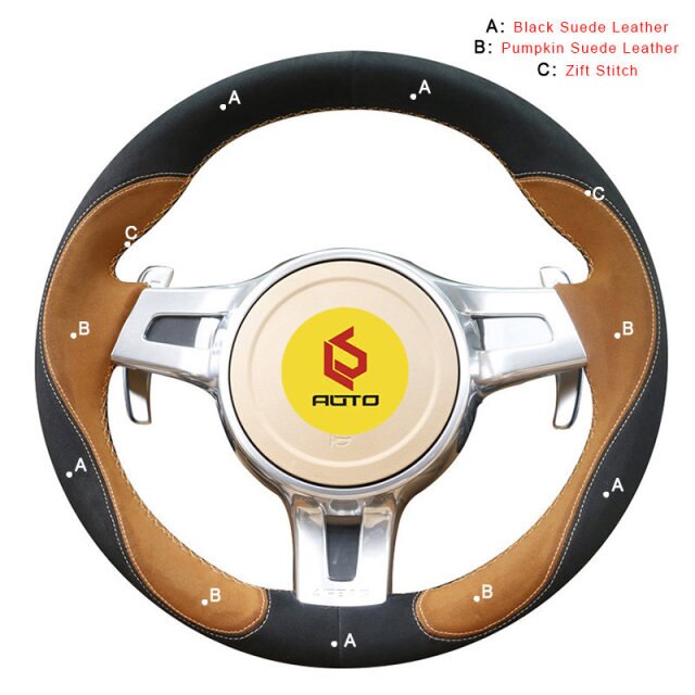 Car Steering Wheel Cover for Porsche Cayenne Panamera 2012 2013 2014