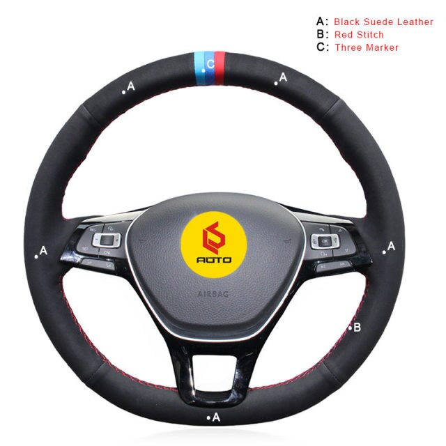 Car Steering Wheel Cover for Volkswagen VW Golf 7 Mk7 New Polo 2014 2015 2016 2017 with Original Leather