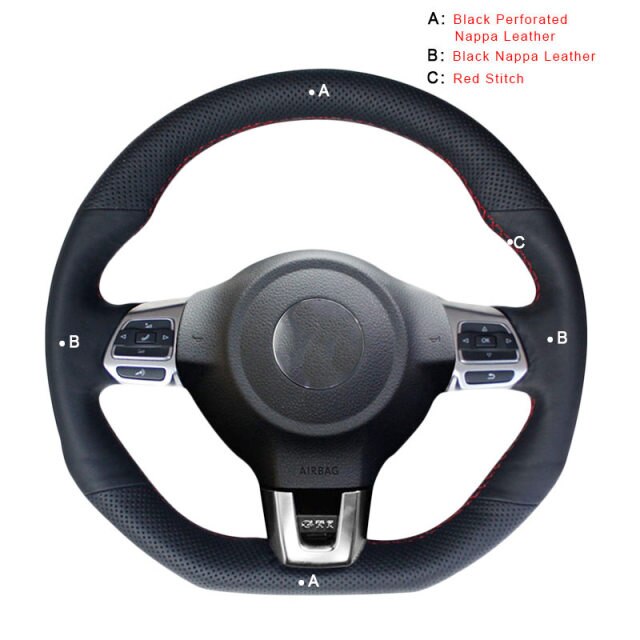 Car Steering Wheel Cover for Volkswagen VW Golf 6 (VI) GTI Polo (R-Line) Scirocco Tiguan (R-Line)