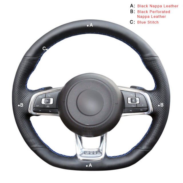 Car Steering Wheel Cover for Volkswagen VW Golf 7 GTI Polo GTI Tiguan Allspace (R-Line)