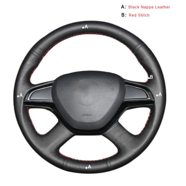 Car Steering Wheel Cover for Skoda Citigo 2013 Fabia 2013 Superb 2013-2015 Roomster 2013-2014 Octavia