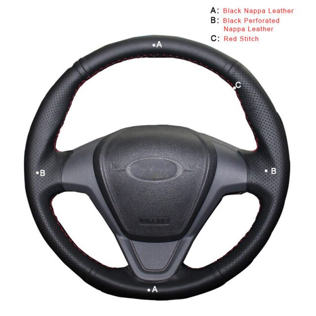 Car Steering Wheel Cover for Ford Fiesta 2008-2013 Ecosport 2013-2016