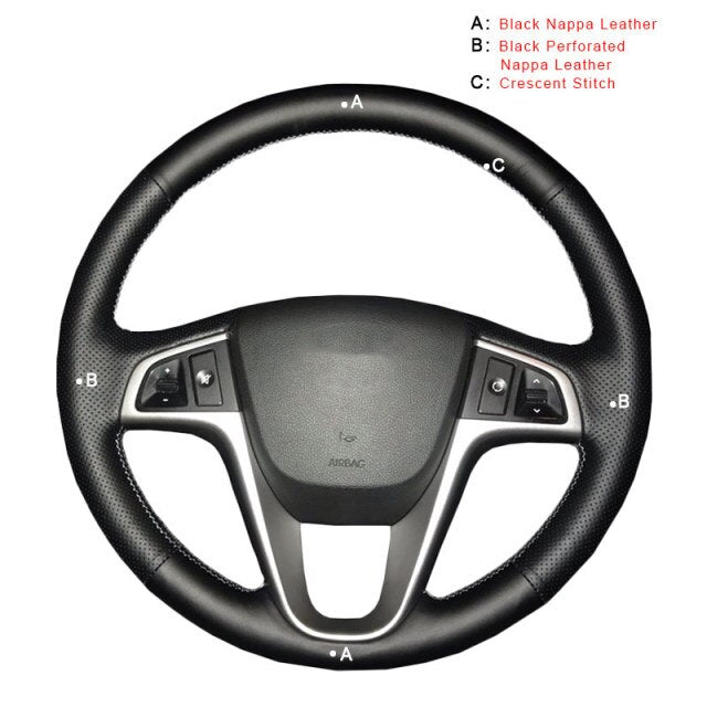Car Steering Wheel Cover for Hyundai Solaris (RU) 2010-2016 Verna 2010-2016 i20 2009-2015