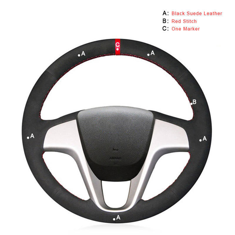 Car Steering Wheel Cover for Hyundai Solaris (RU) 2010-2016 Verna 2010-2016 i20 2009-2015 Accent